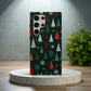 🎄 Evergreen Wonderland Protective Phone Case – Modern Christmas Tree & Snowflake Design