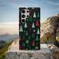 🎄 Evergreen Wonderland Protective Phone Case – Modern Christmas Tree & Snowflake Design