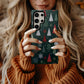 🎄 Evergreen Wonderland Protective Phone Case – Modern Christmas Tree & Snowflake Design