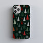 🎄 Evergreen Wonderland Protective Phone Case – Modern Christmas Tree & Snowflake Design