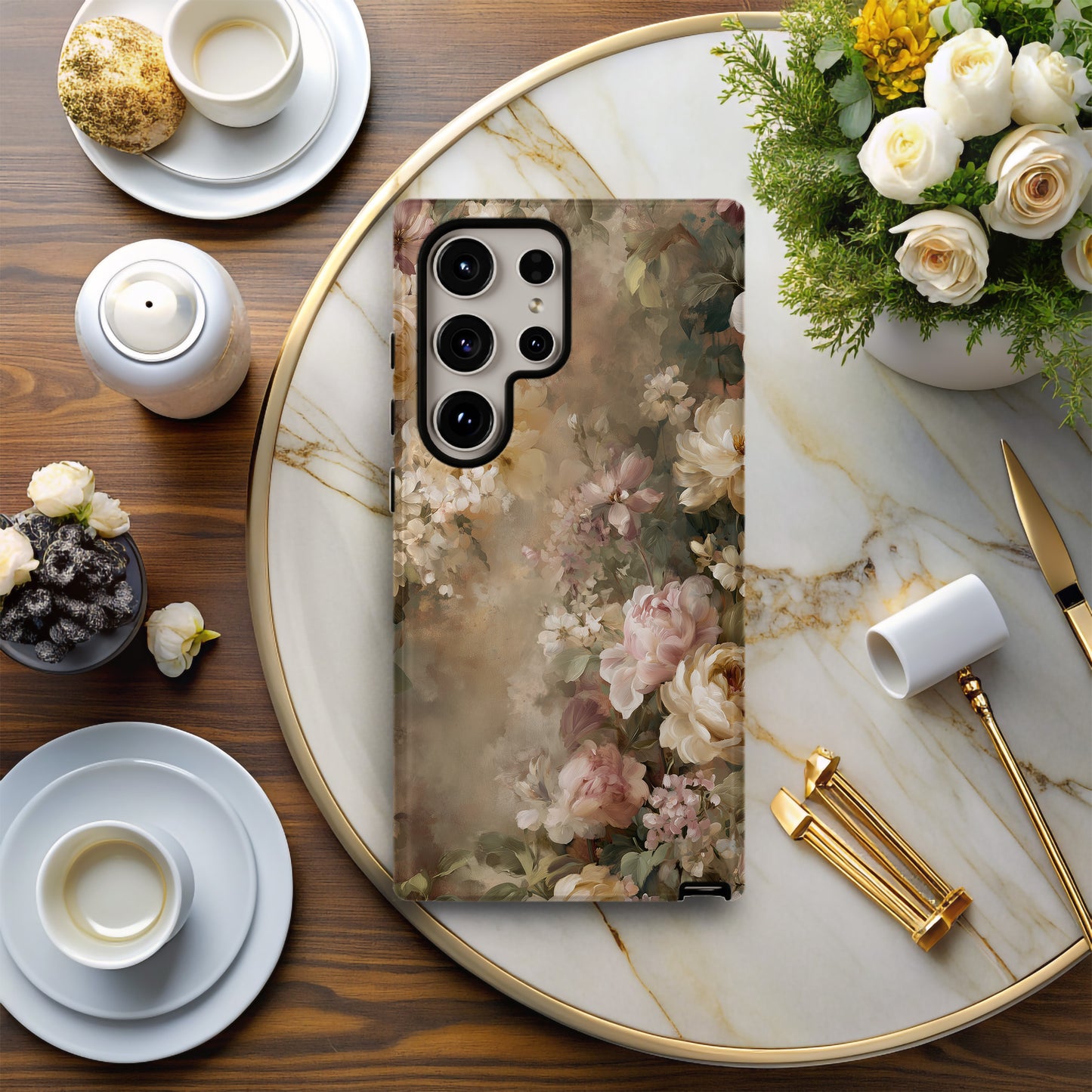🌸 Vintage Bloom Garden Phone Case – Elegant Floral Protective Case