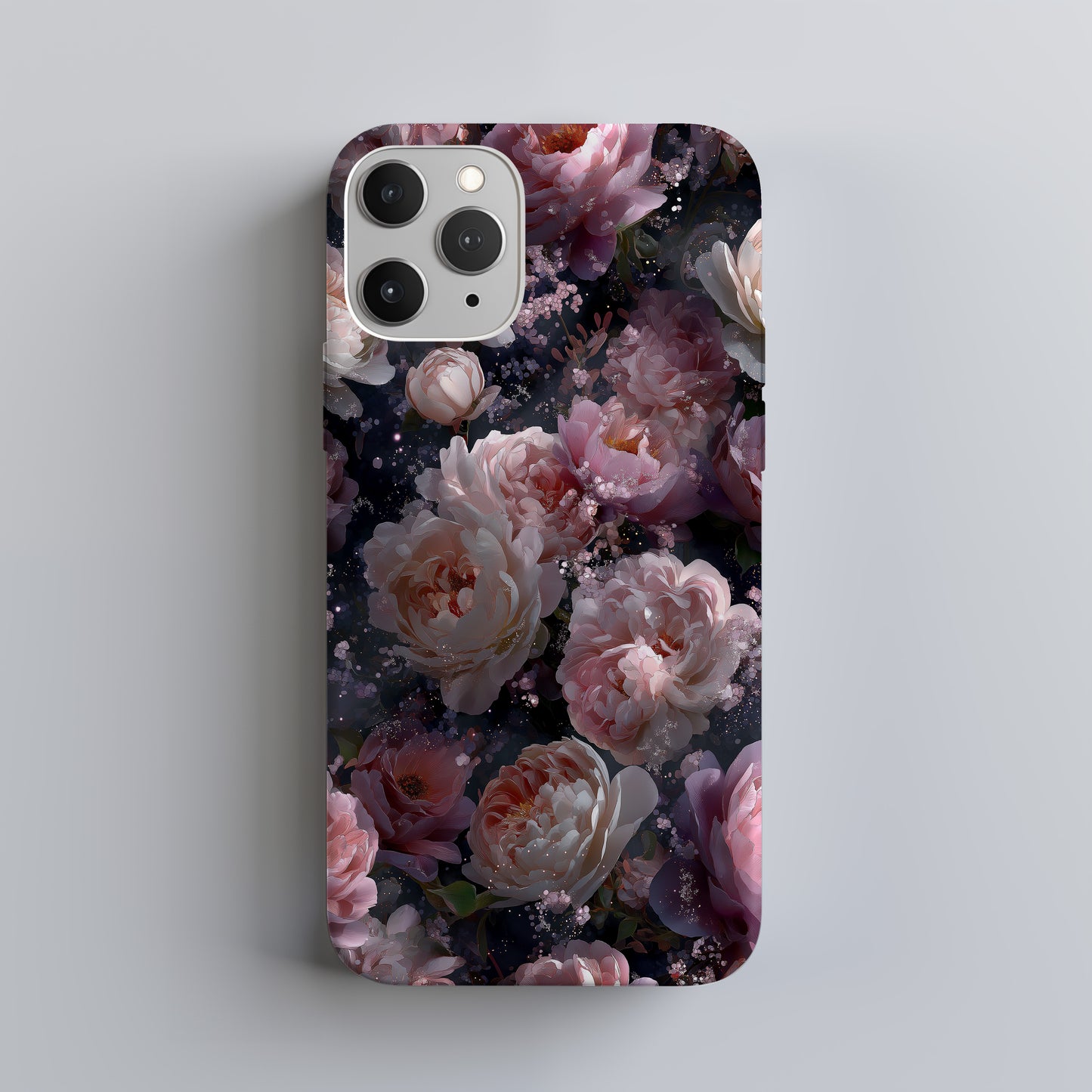 🌙 Midnight Peony Glow Phone Case – Elegant Dark Floral Protective Case