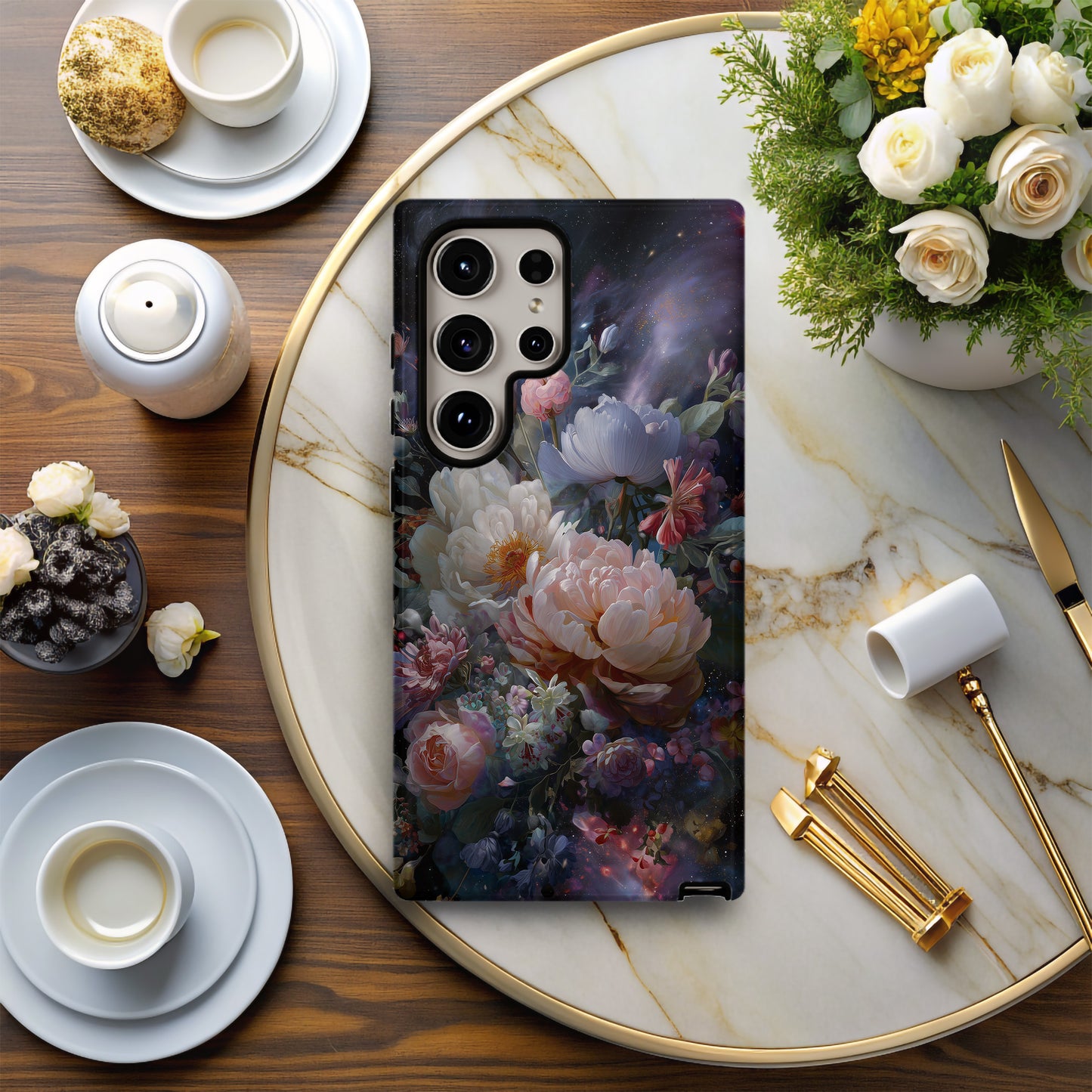 🌌 Cosmic Bloom Phone Case – Galaxy Floral Protective Case