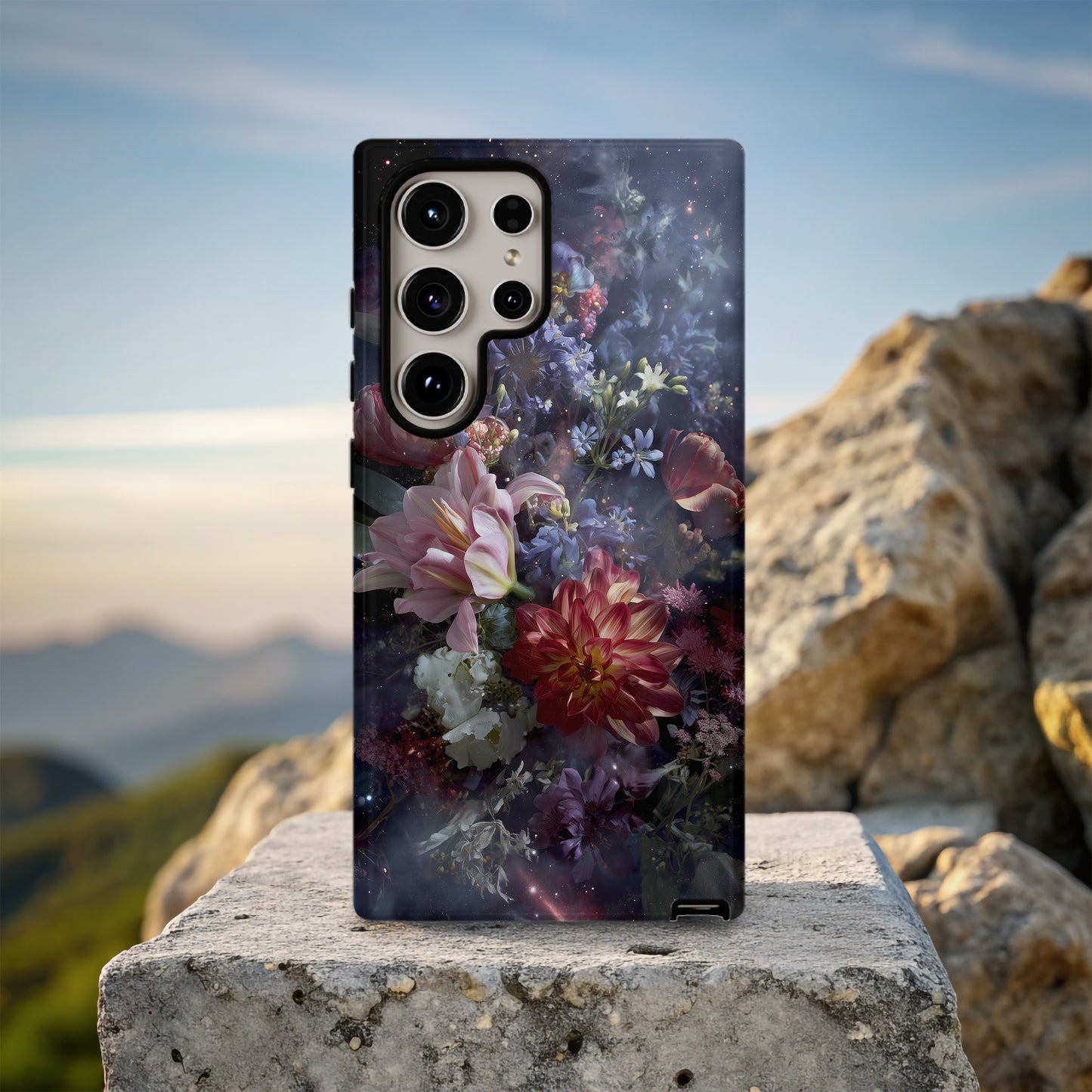 🌠 Nebula Garden Phone Case – Galactic Floral Protective Case