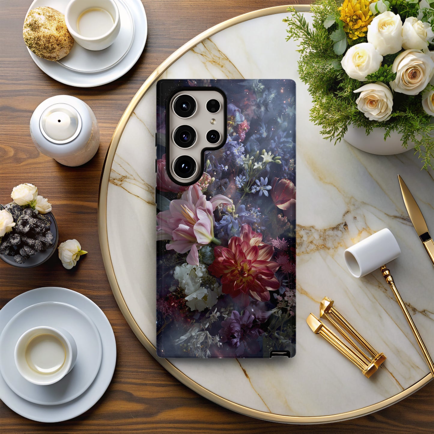 🌠 Nebula Garden Phone Case – Galactic Floral Protective Case