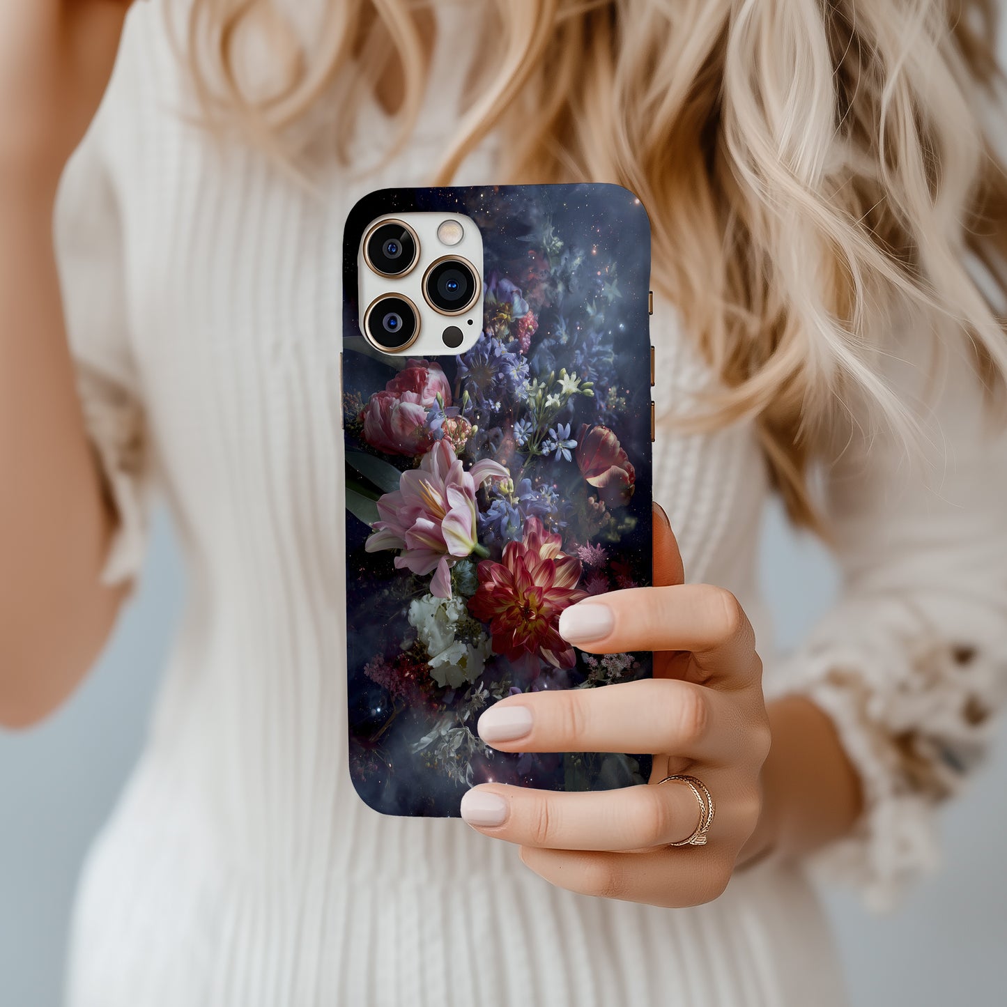 🌠 Nebula Garden Phone Case – Galactic Floral Protective Case