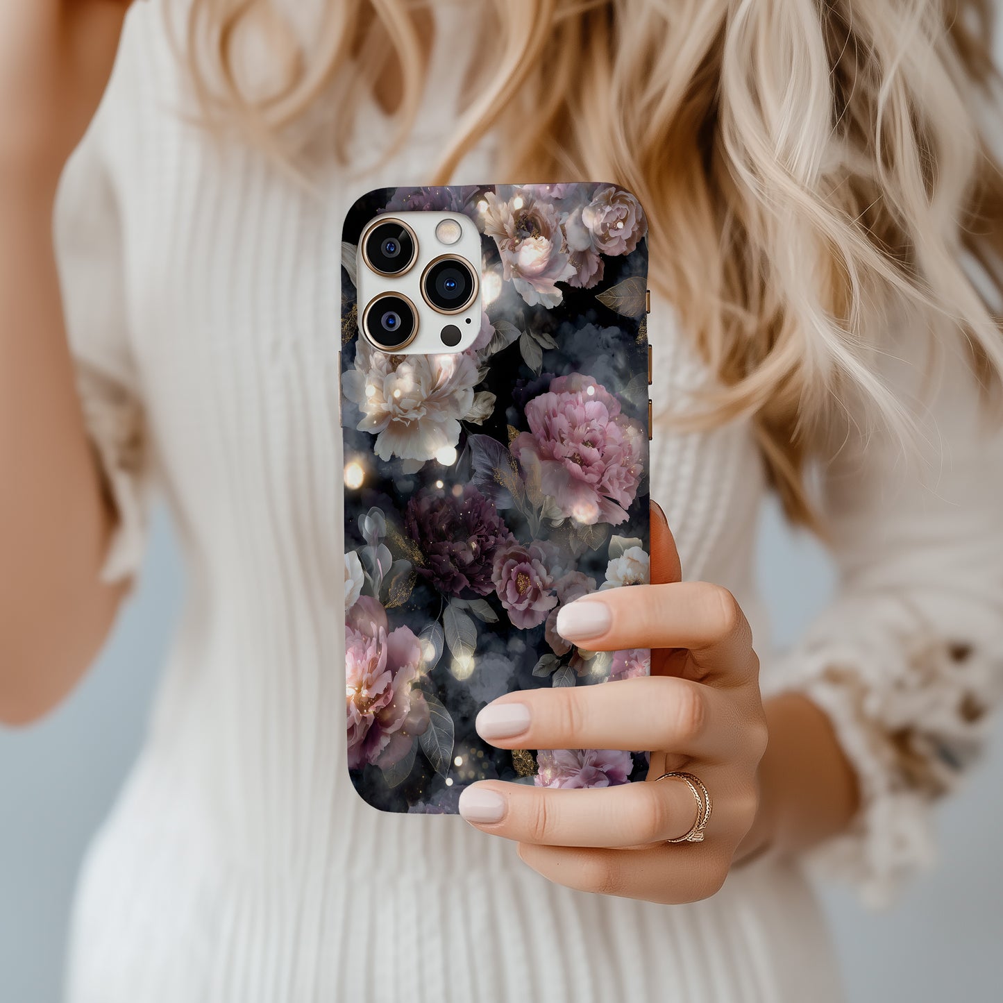 🌸 Twilight Luxe Peony Phone Case – Elegant Floral Protective Case