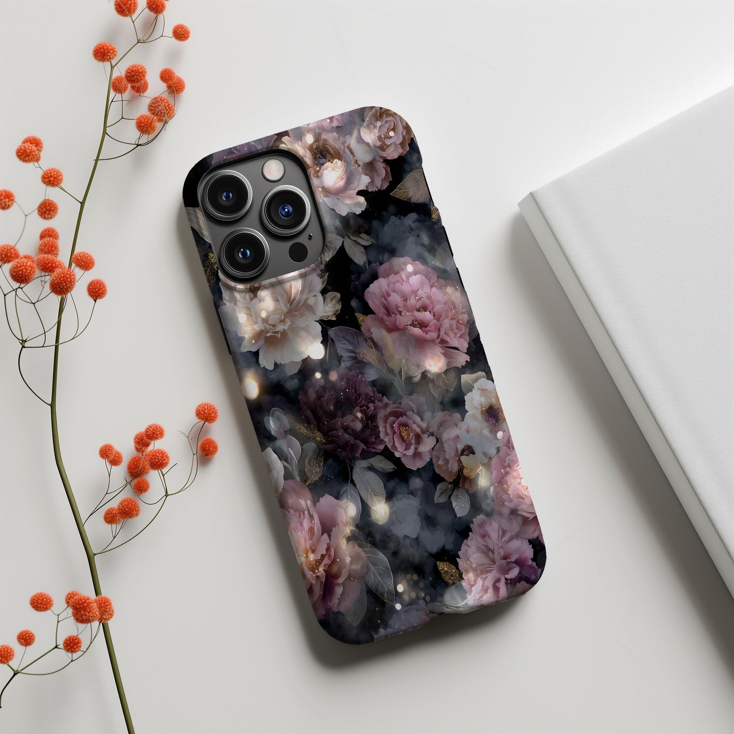 🌸 Twilight Luxe Peony Phone Case – Elegant Floral Protective Case