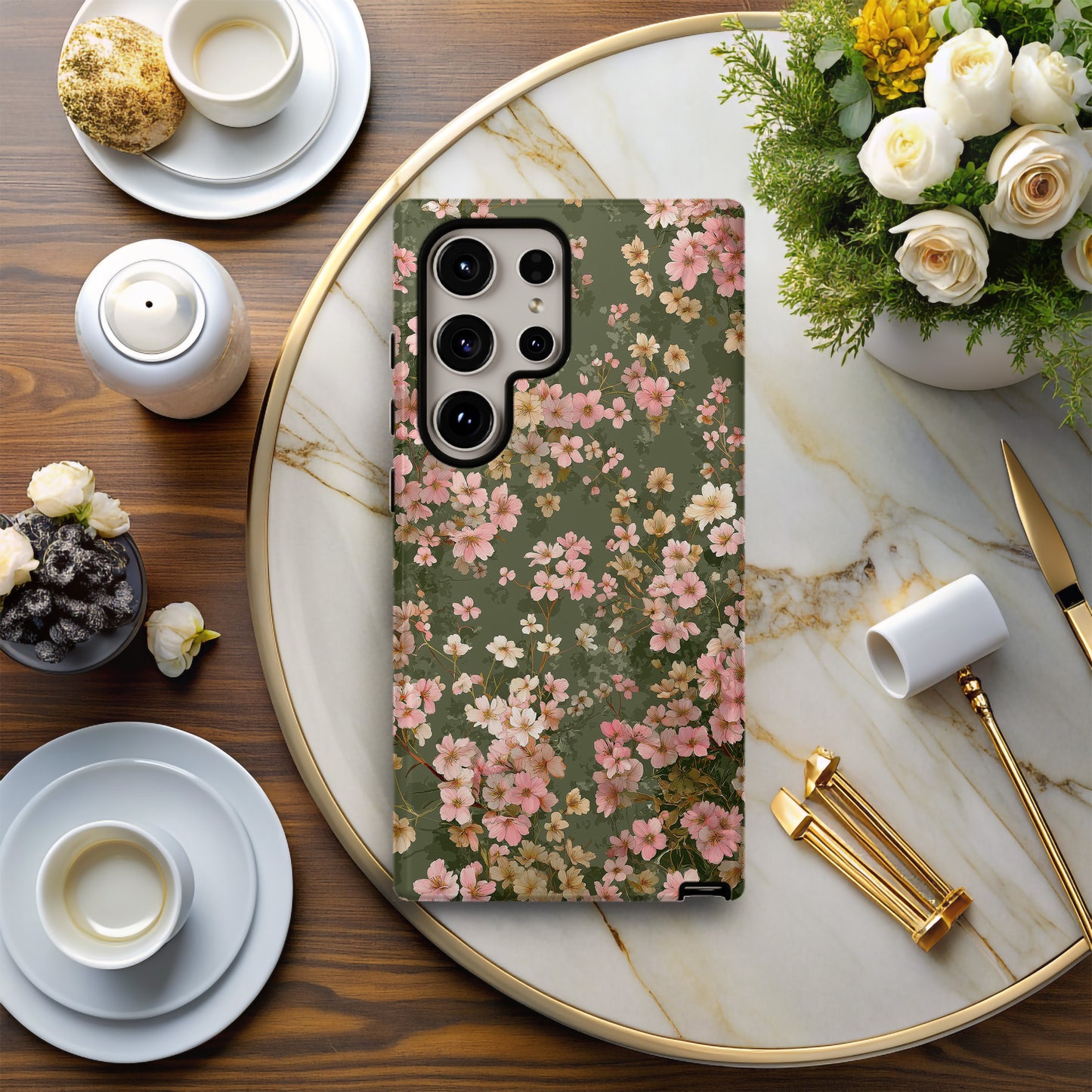 🌿 Vintage Blossom Meadow Protective Phone Case