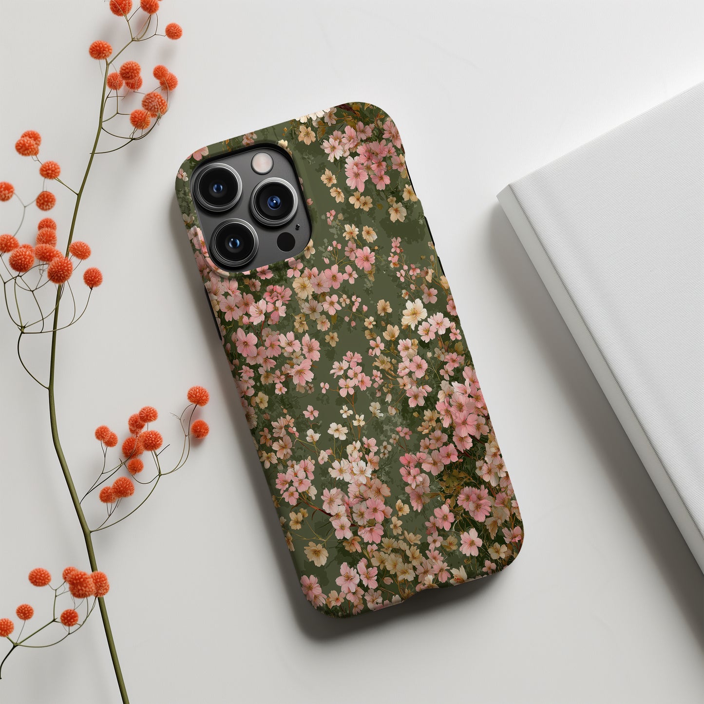 🌿 Vintage Blossom Meadow Protective Phone Case