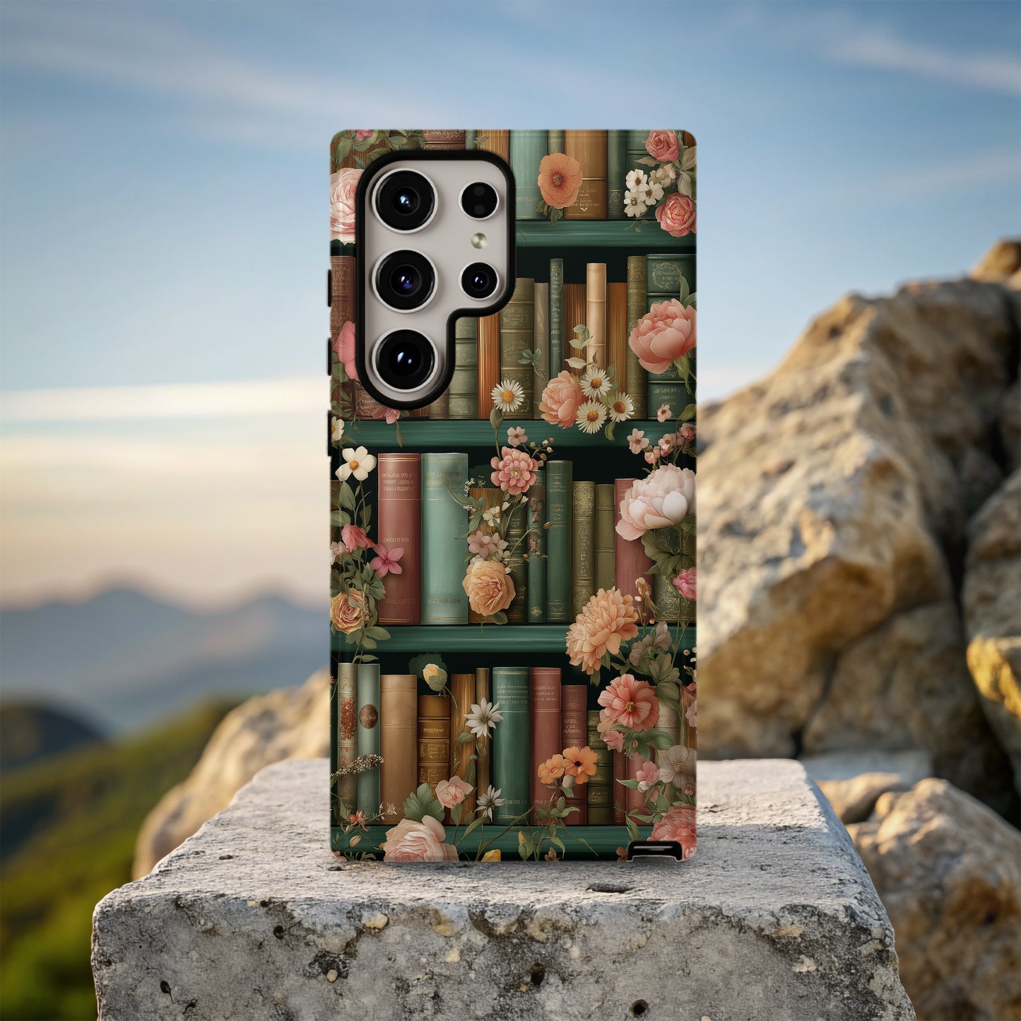 📚 Floral Antique Books Protective Phone Case