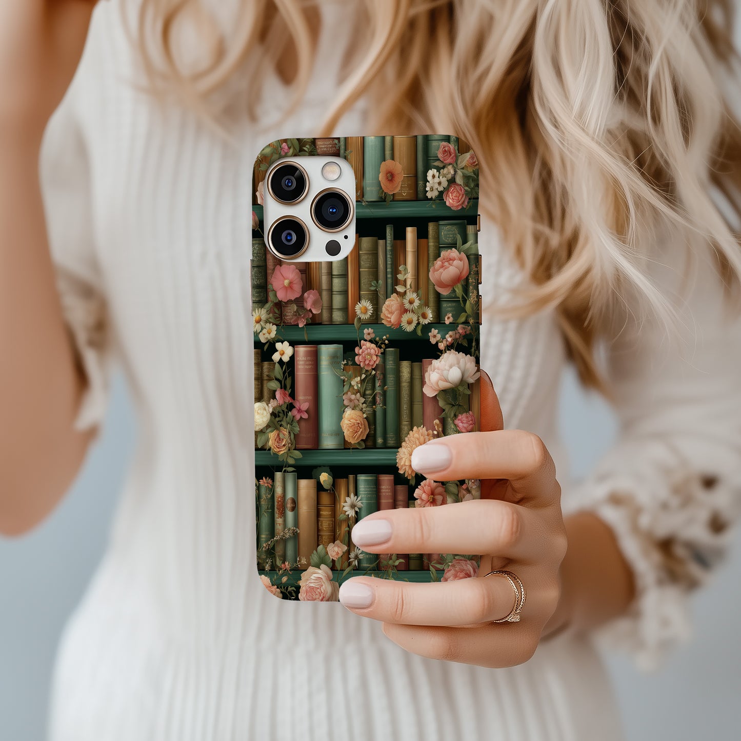 📚 Floral Antique Books Protective Phone Case