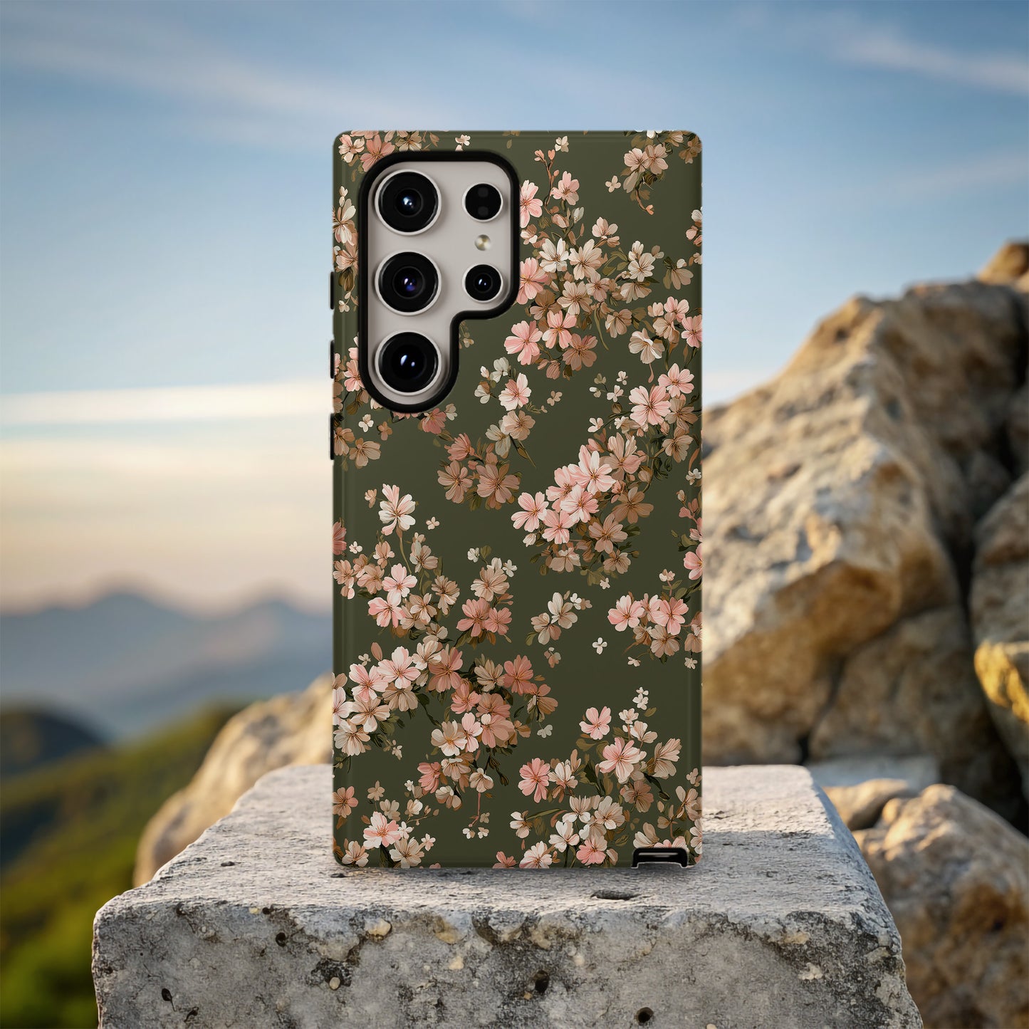 🌿 Vintage Rosewood Floral Protective Phone Case
