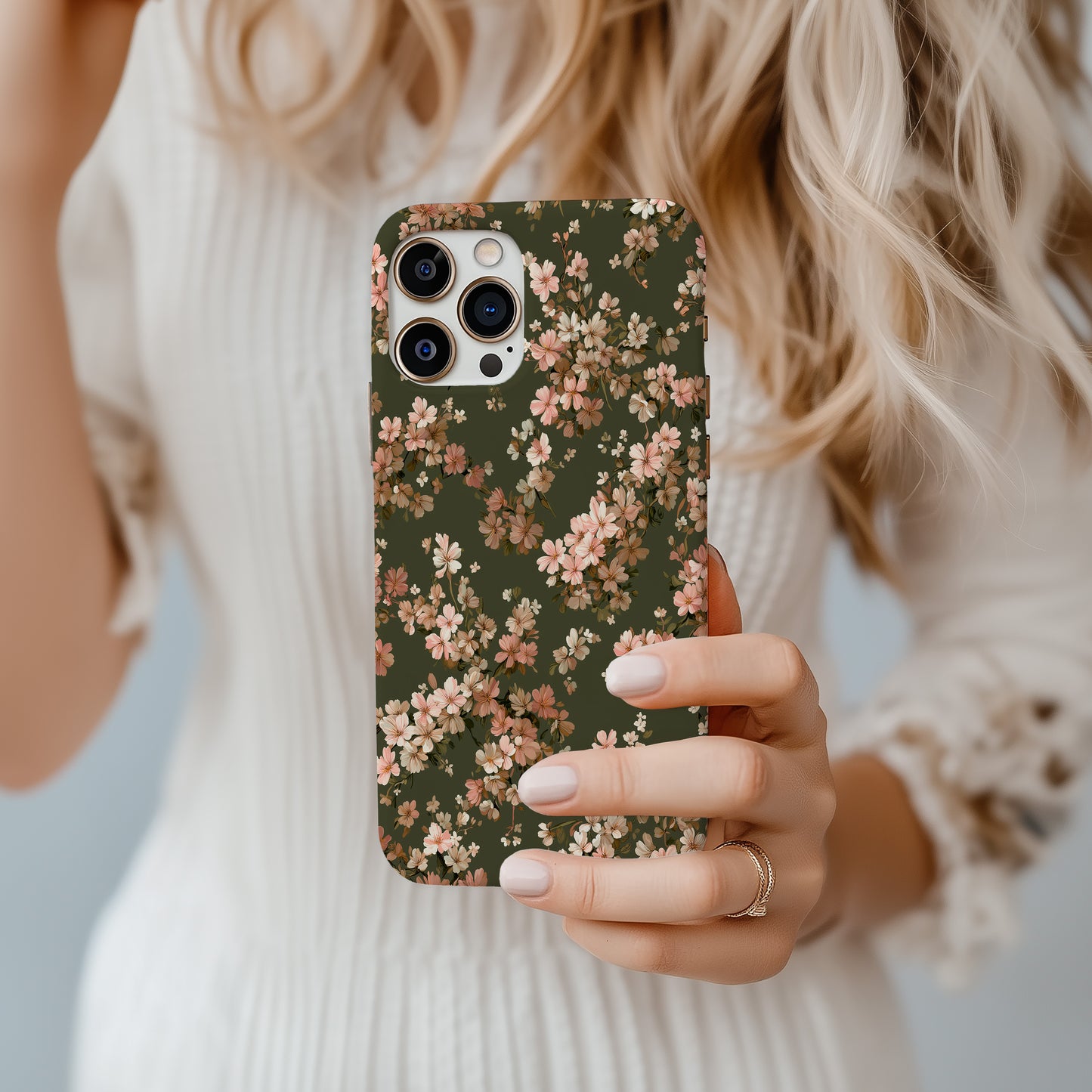 🌿 Vintage Rosewood Floral Protective Phone Case