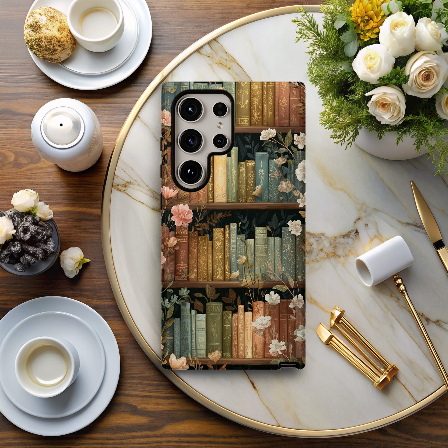 📚 Enchanted Library Floral Protective Phone Case
