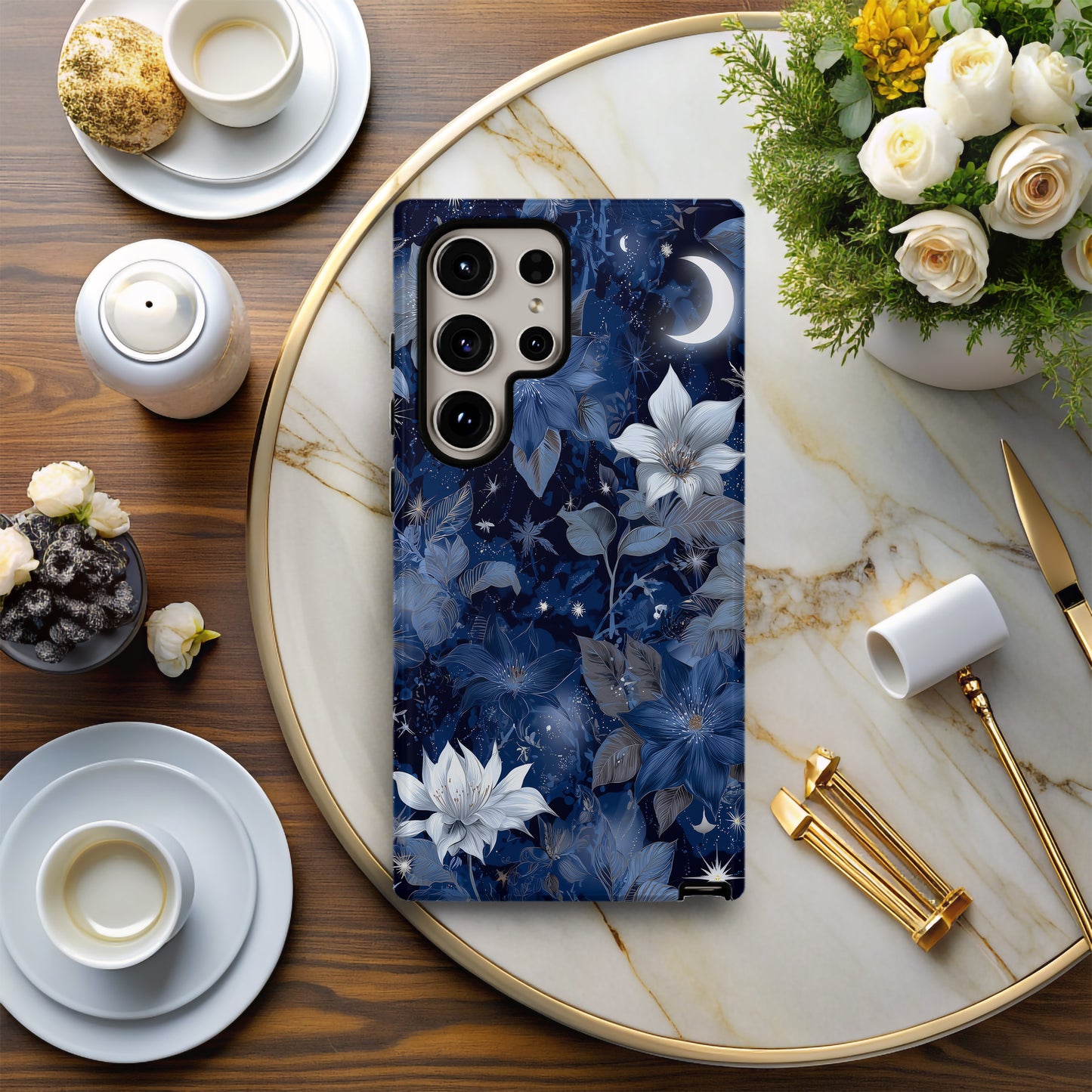 🌙 Midnight Moon Garden Protective Phone Case
