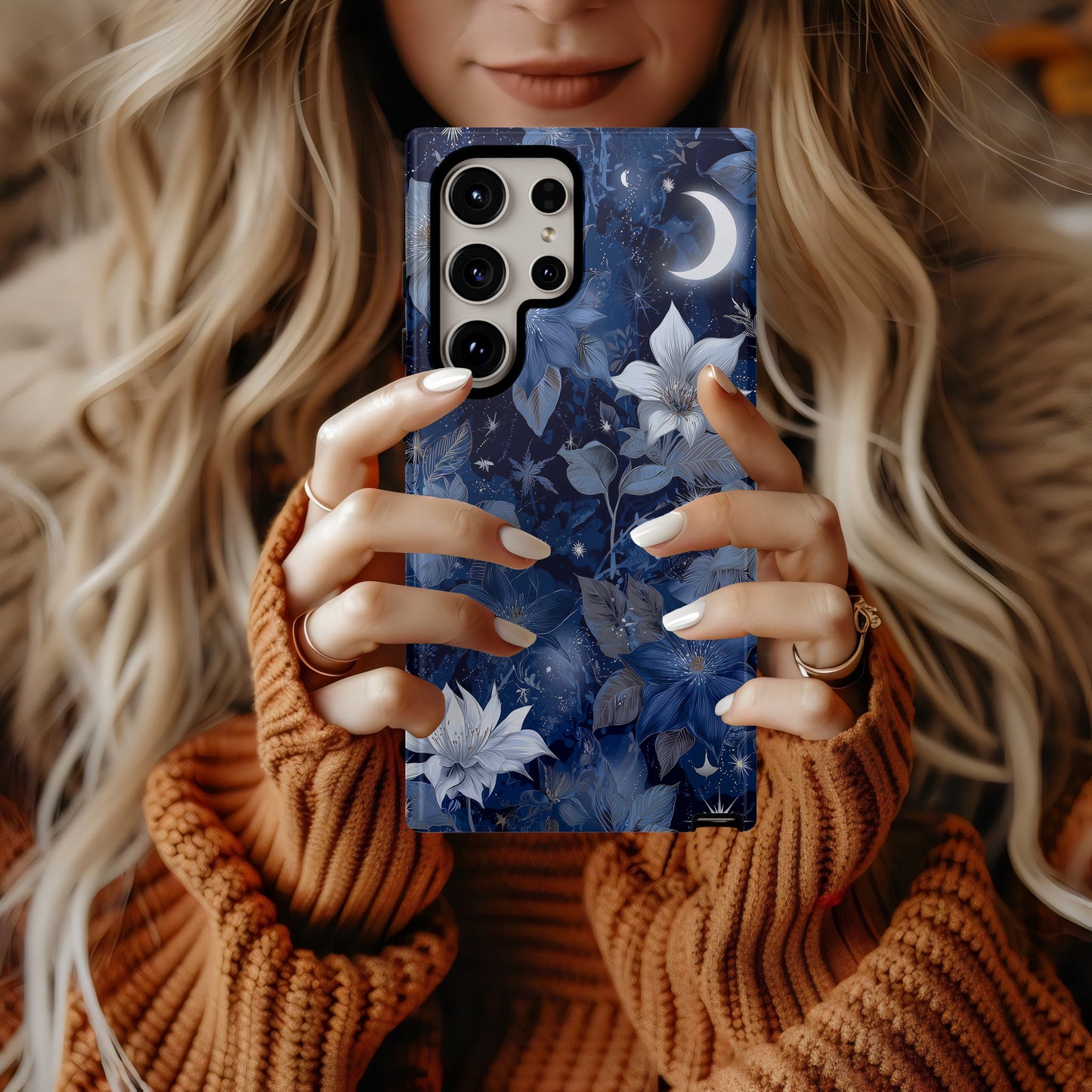 🌙 Midnight Moon Garden Protective Phone Case