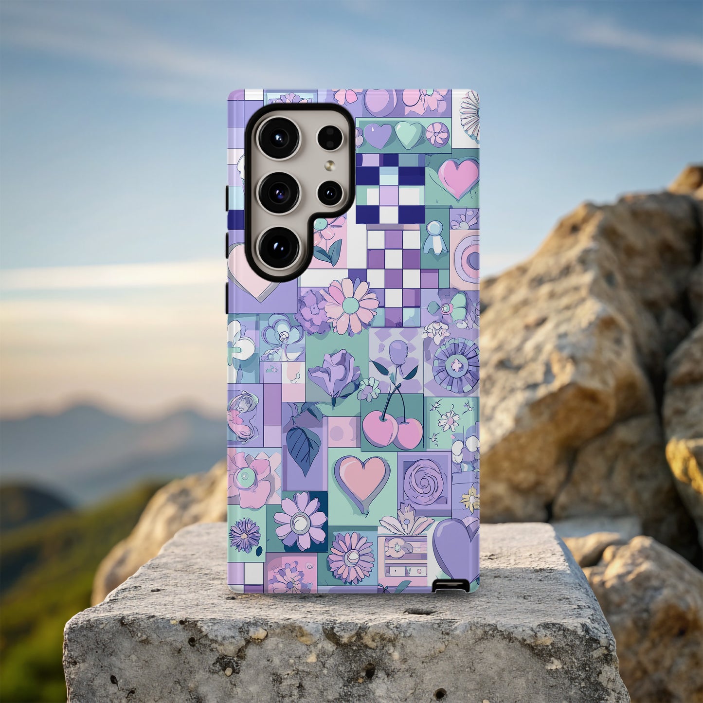💜 Pastel Pop Patchwork Protective Phone Case
