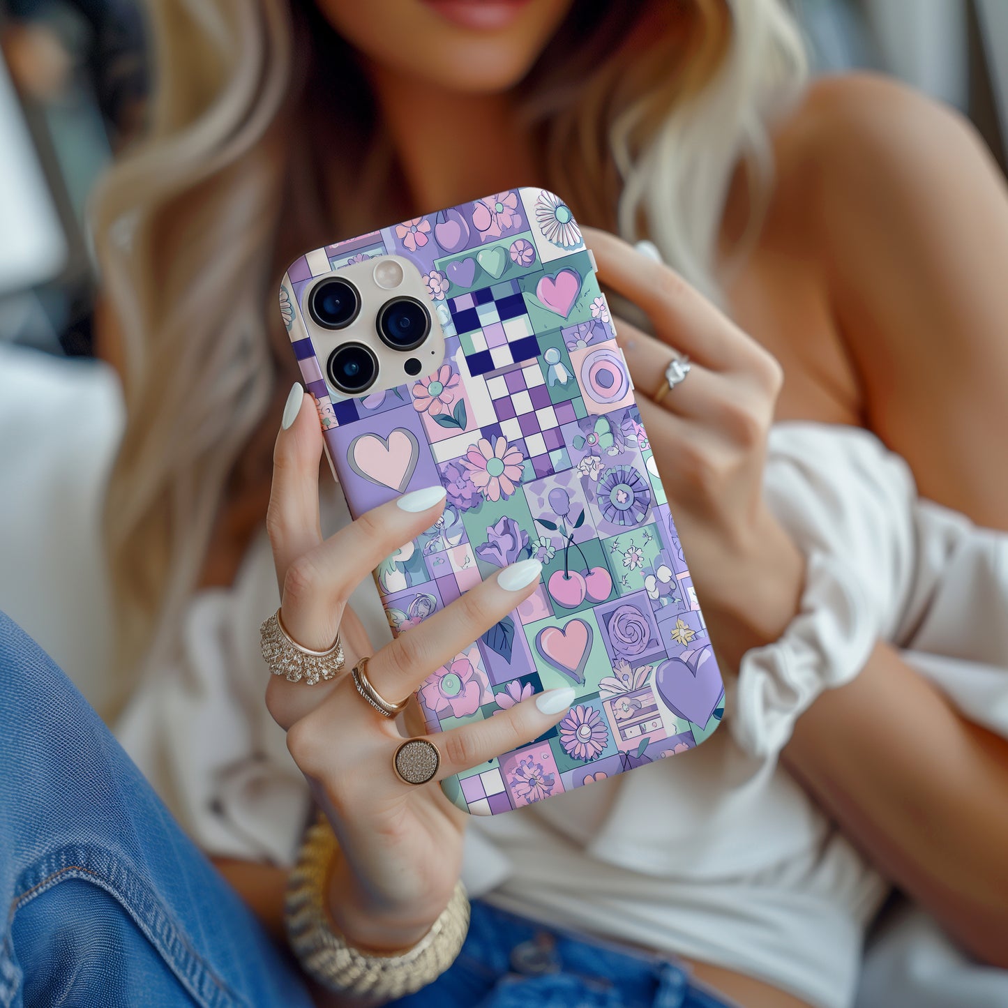 💜 Pastel Pop Patchwork Protective Phone Case