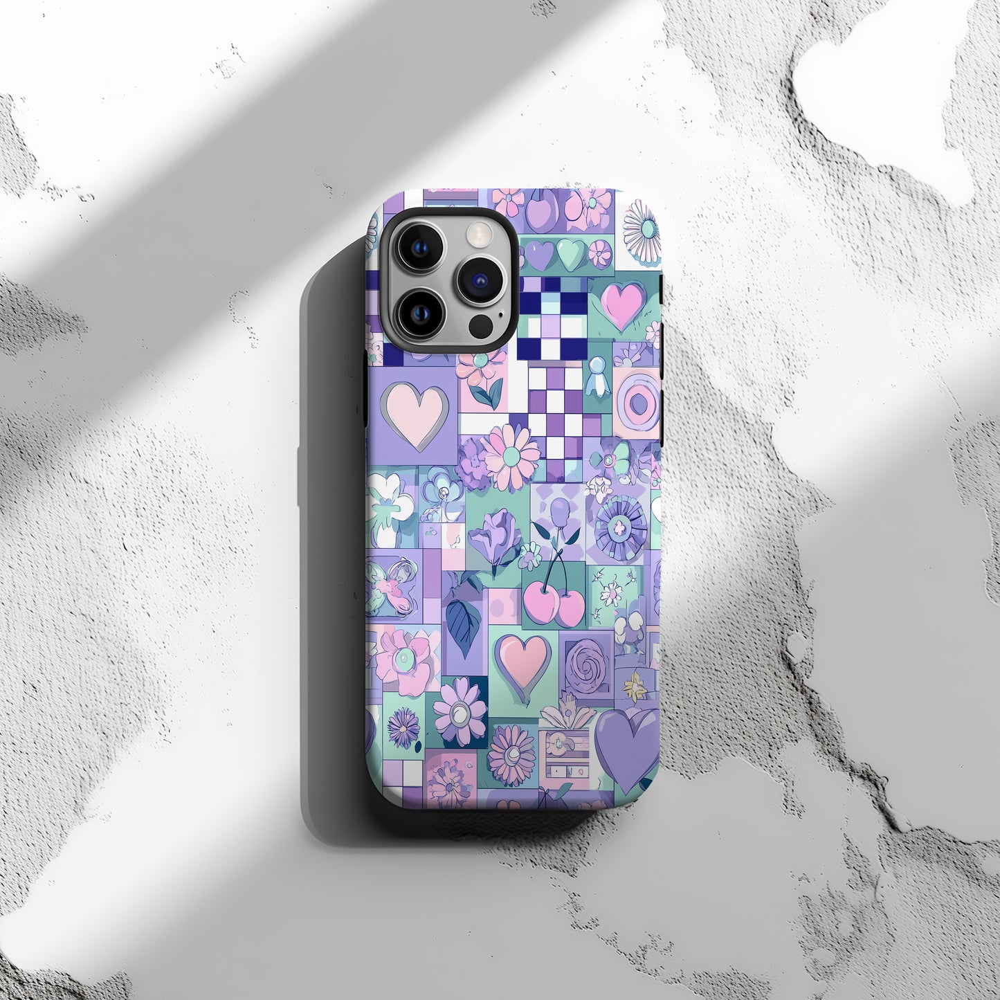 💜 Pastel Pop Patchwork Protective Phone Case