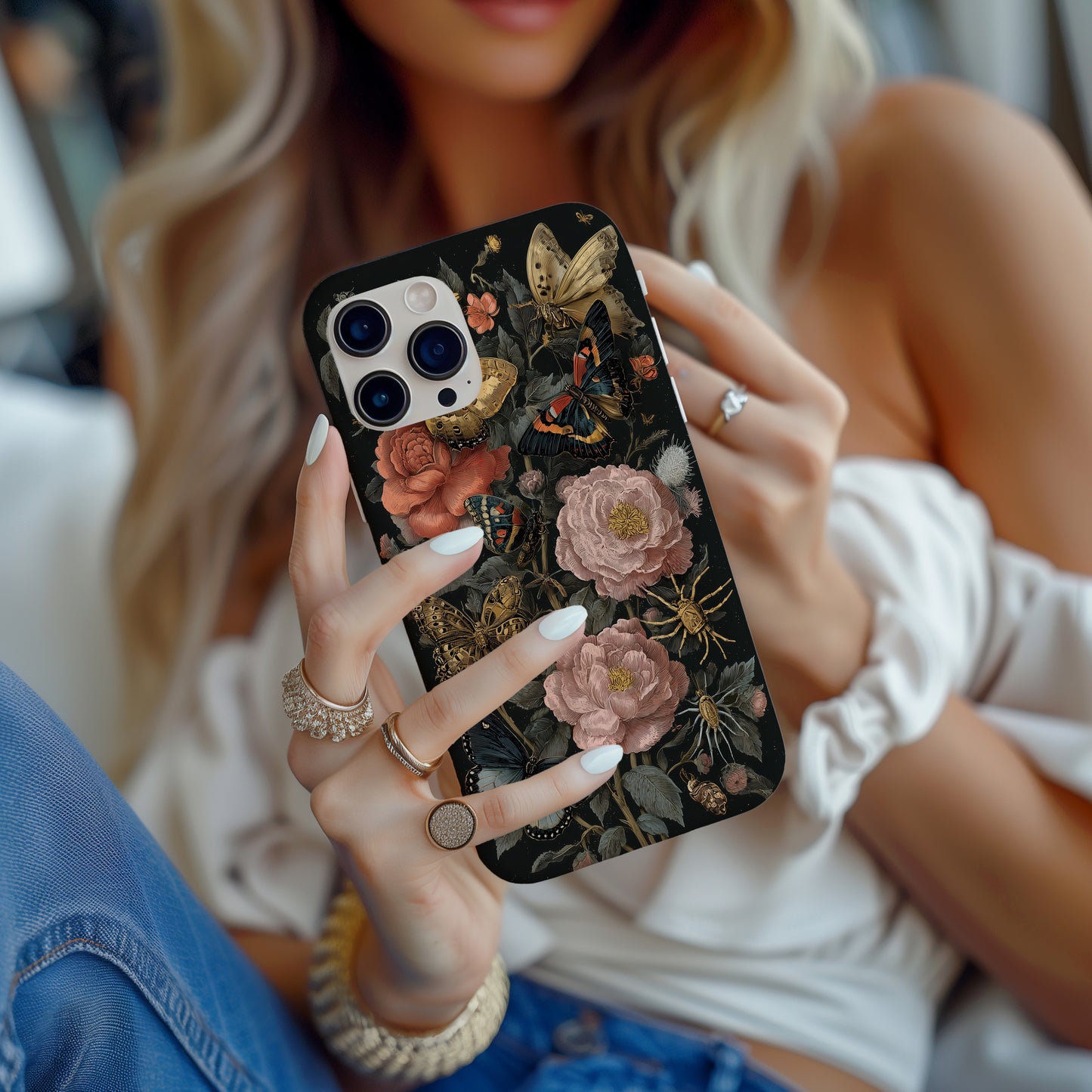 🦋 Midnight Monarch Garden Protective Phone Case
