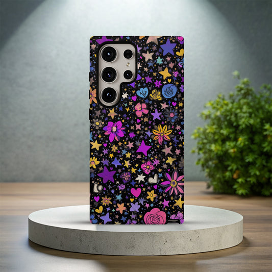 Cosmic Bloom Hearts Protective Phone Case