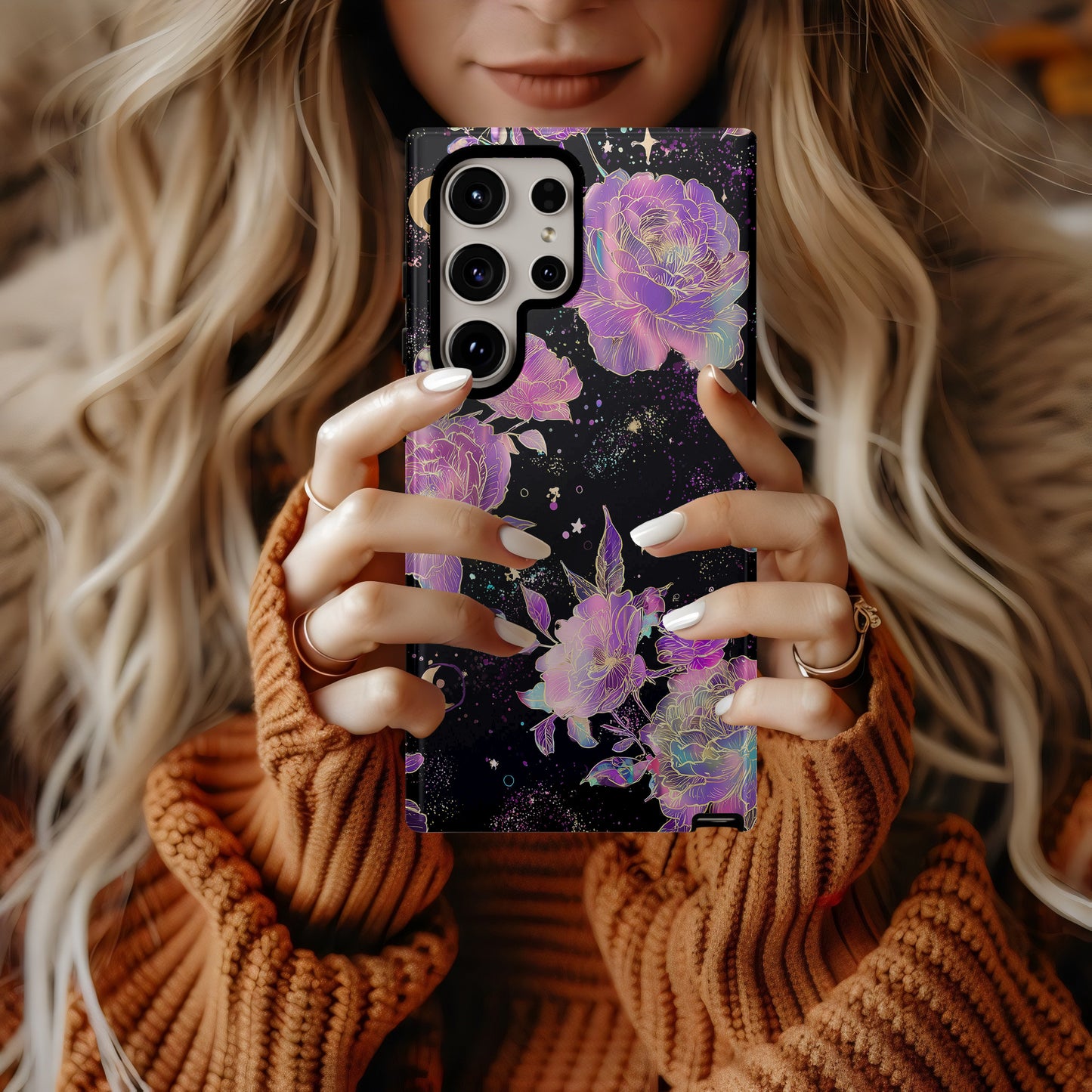 Celestial Aurora Floral Protective Phone Case