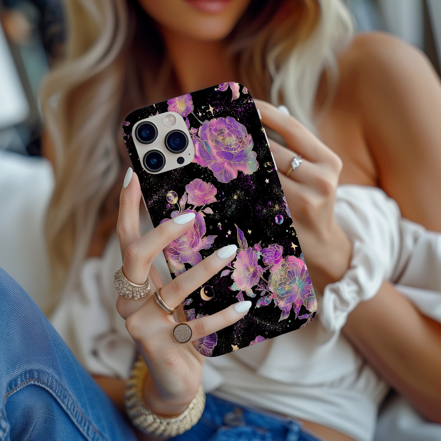 Celestial Aurora Floral Protective Phone Case
