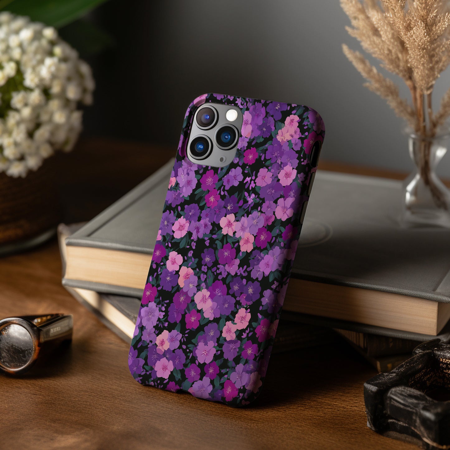 Violet Whisper Garden – Elegant Floral Protective Phone Case
