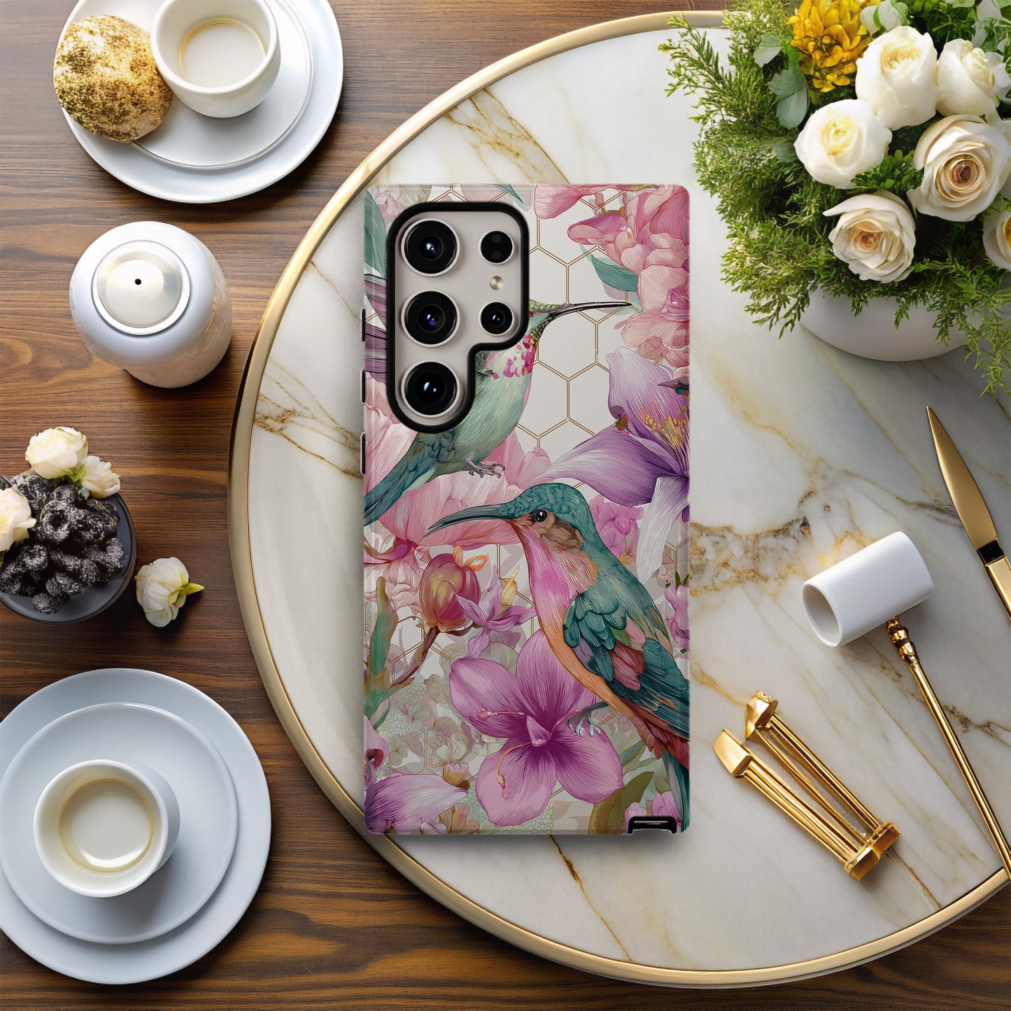🌸 “Hummingbird Blossom Garden” Protective Phone Case