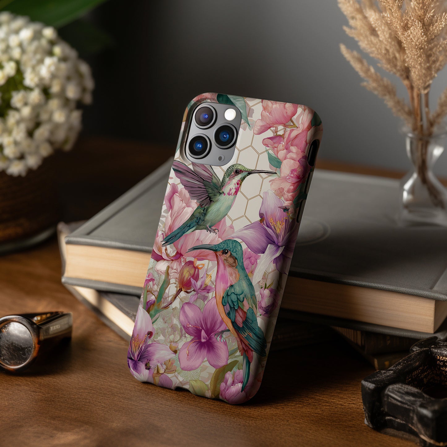 🌸 “Hummingbird Blossom Garden” Protective Phone Case