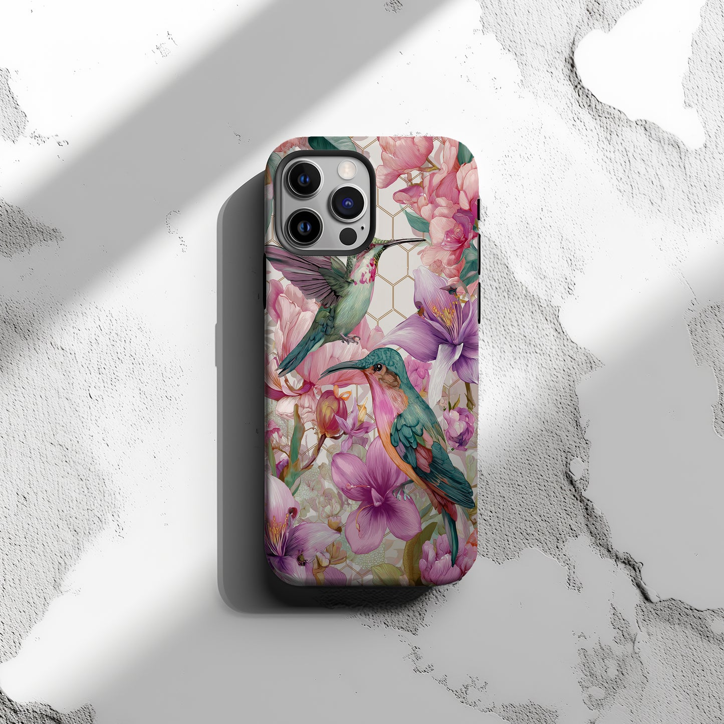 🌸 “Hummingbird Blossom Garden” Protective Phone Case