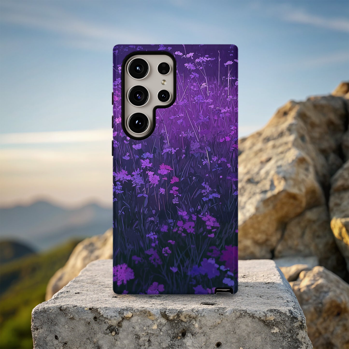 💜 “Midnight Bloom Meadow” Protective Phone Case