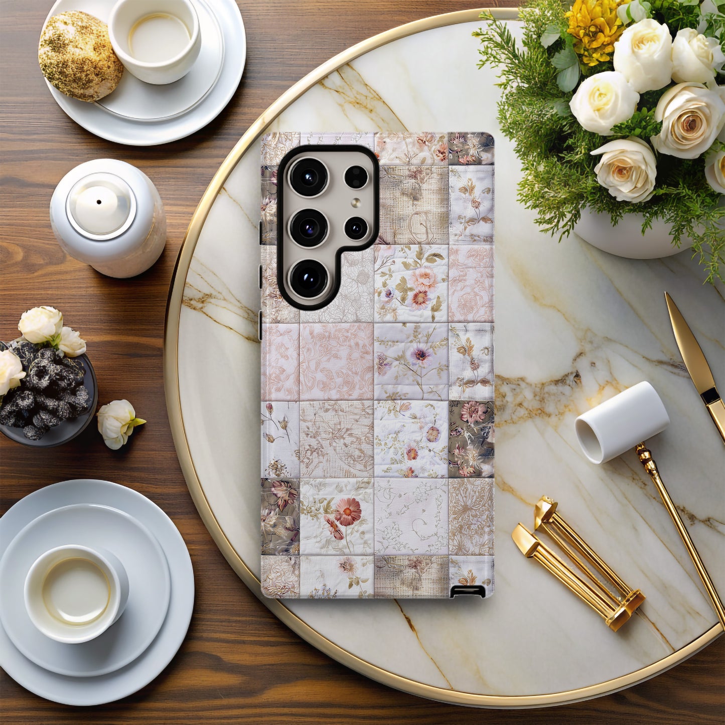 Vintage Botanical Patchwork Protective Phone Case