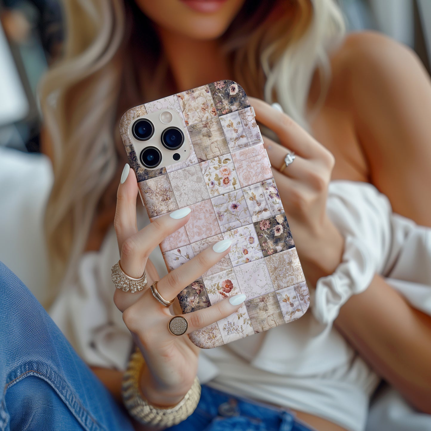 Vintage Botanical Patchwork Protective Phone Case