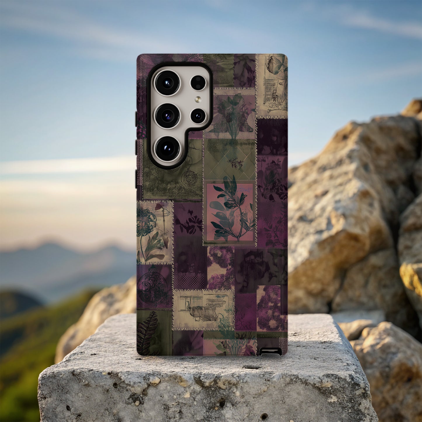 Midnight Botanica Patchwork Protective Phone Case