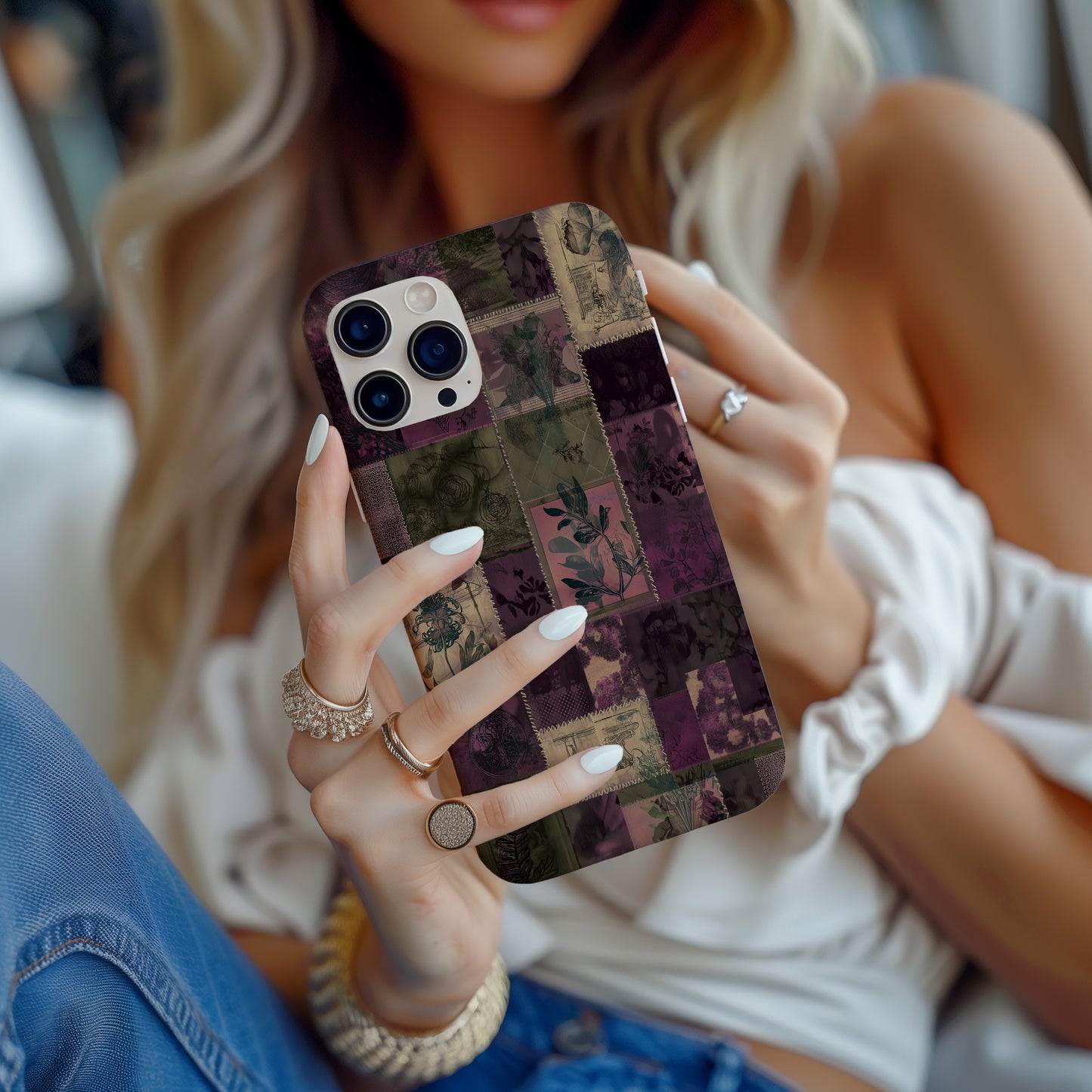 Midnight Botanica Patchwork Protective Phone Case
