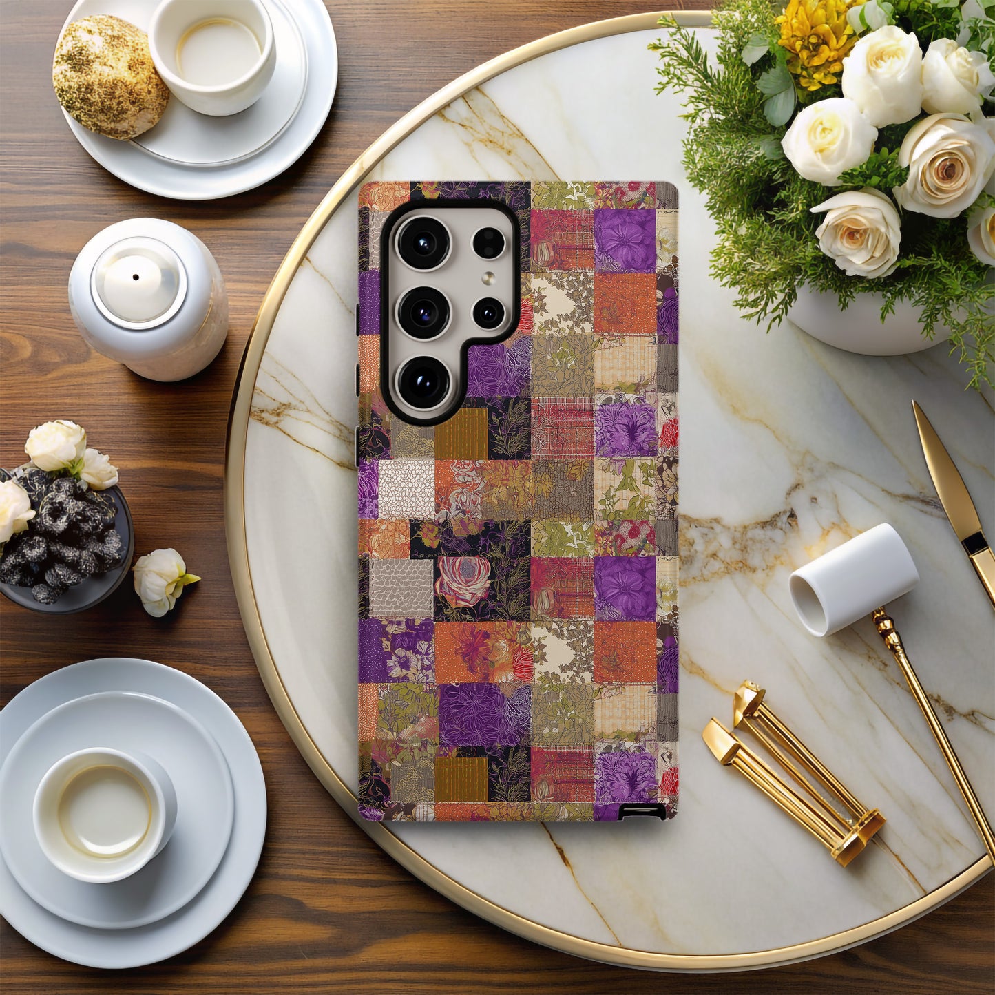 Autumn Bloom Patchwork Protective Phone Case