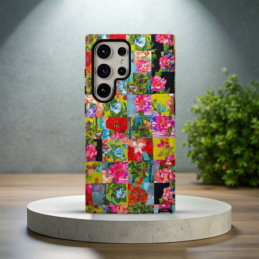 Tropical Bloom Patchwork Protective Phone Case