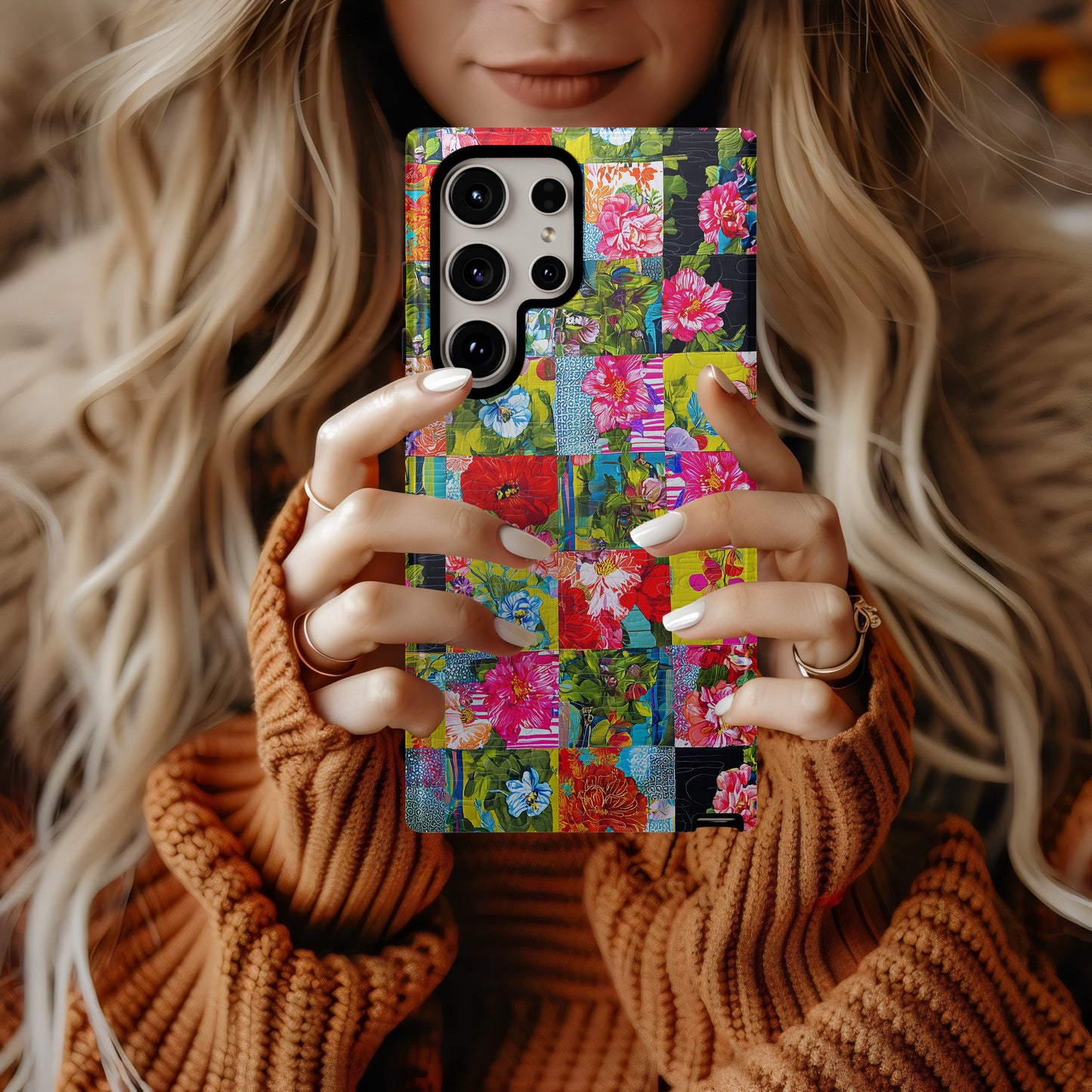 Tropical Bloom Patchwork Protective Phone Case