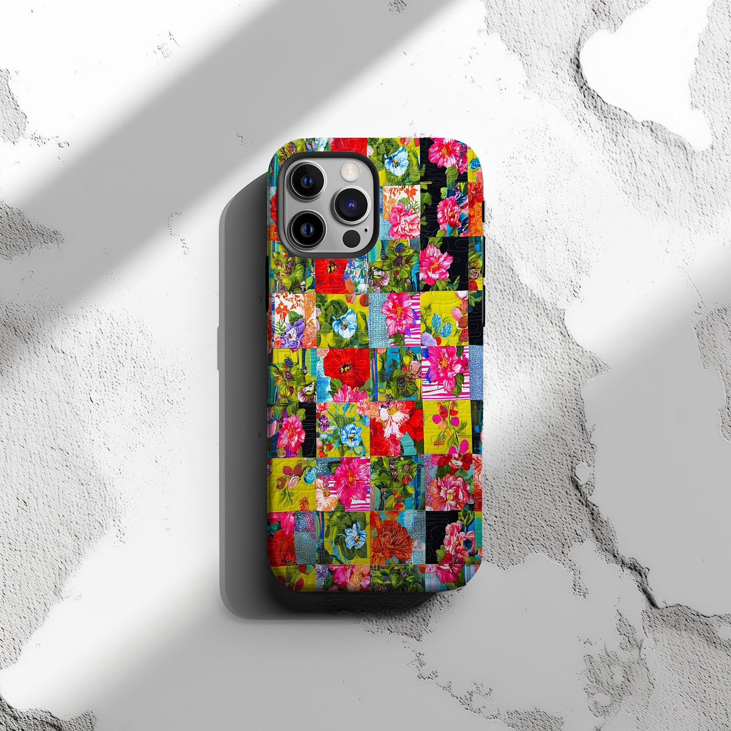 Tropical Bloom Patchwork Protective Phone Case