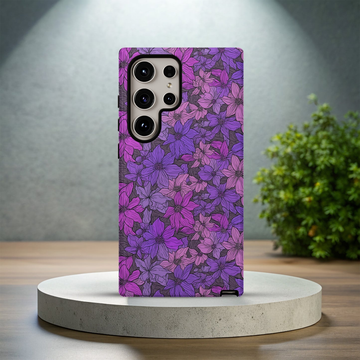 🌺 Violet Bloom Garden Protective Phone Case