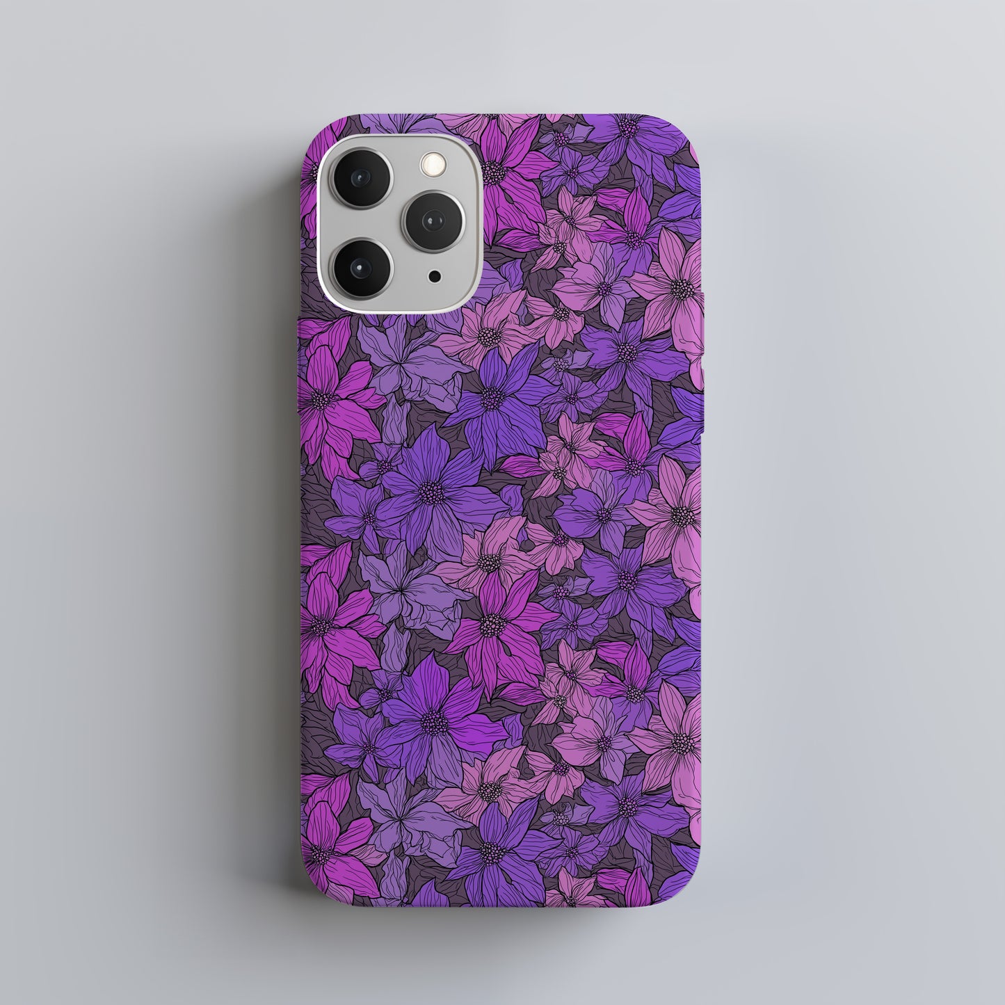 🌺 Violet Bloom Garden Protective Phone Case