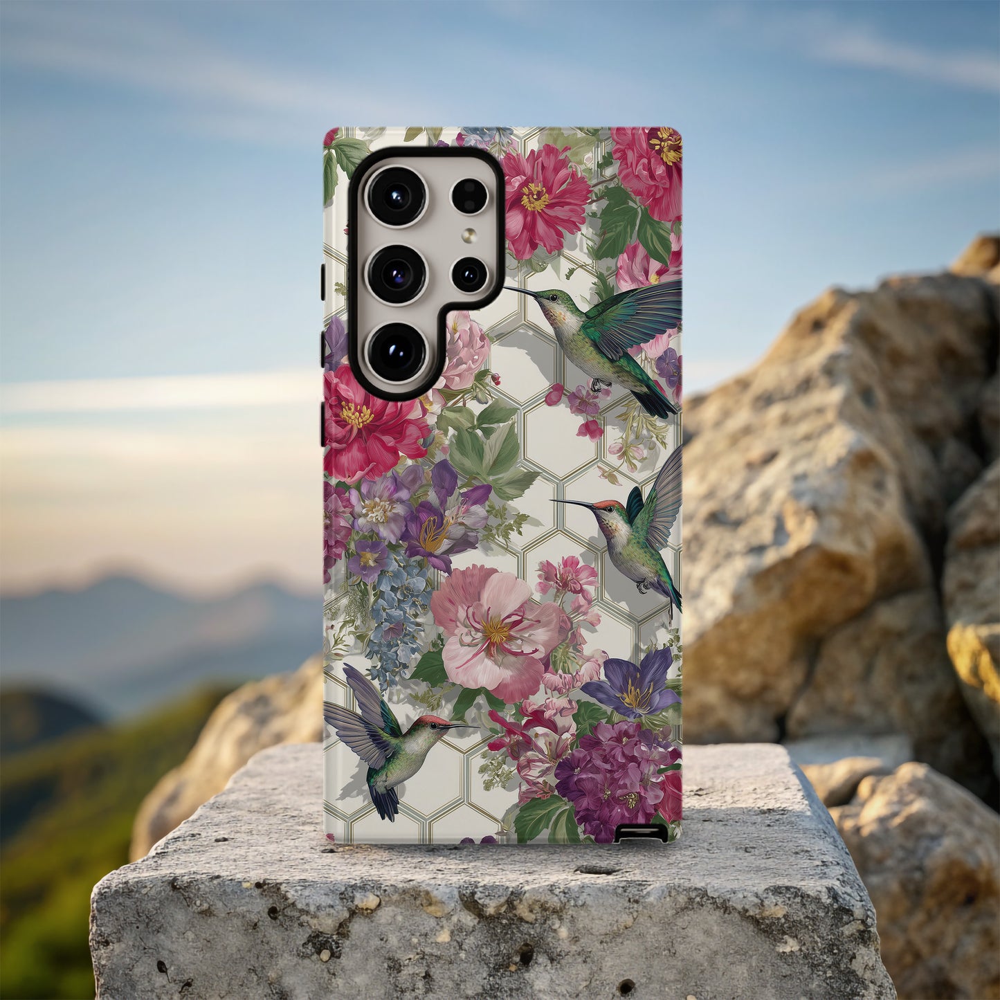 Hummingbird Garden Bloom Protective Phone Case