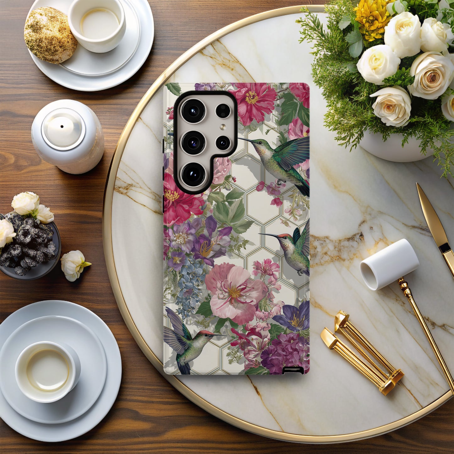 Hummingbird Garden Bloom Protective Phone Case