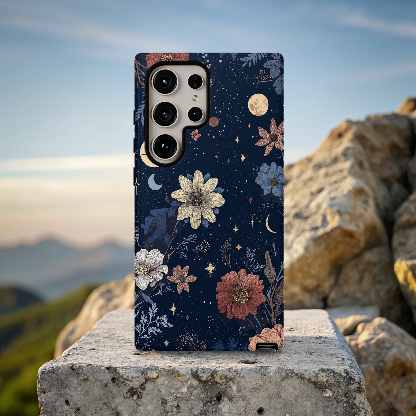 Celestial Night Bloom Protective Phone Case