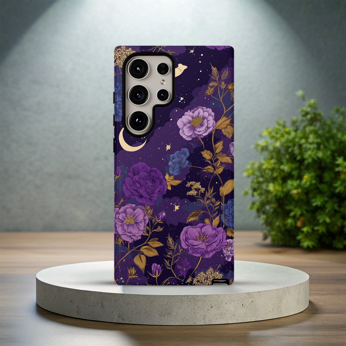 Midnight Violet Bloom Protective Phone Case