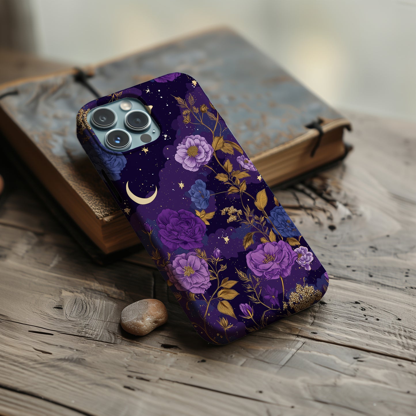 Midnight Violet Bloom Protective Phone Case