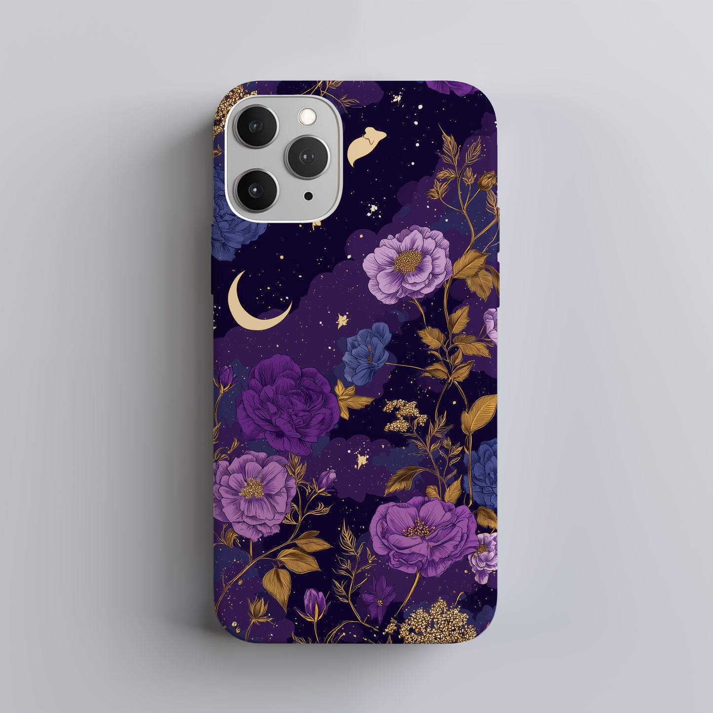 Midnight Violet Bloom Protective Phone Case