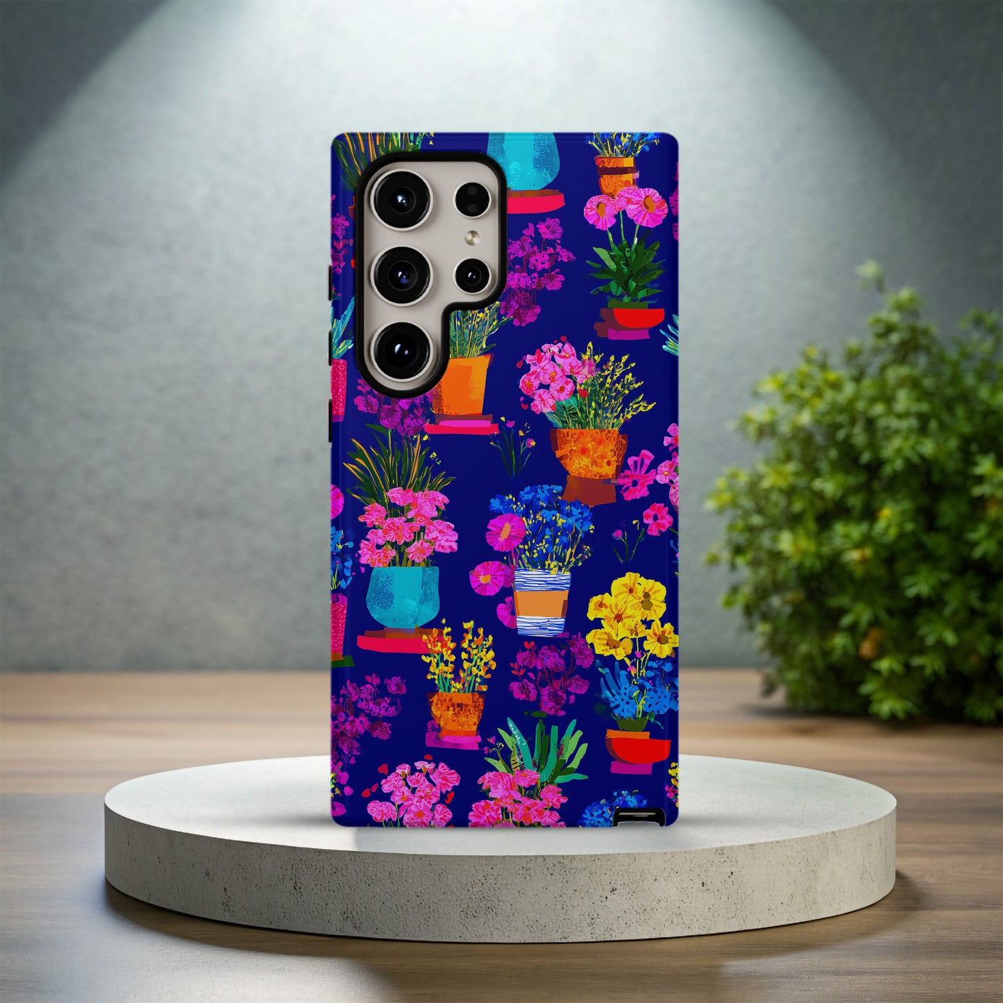 🌸 Midnight Garden Pots – Vibrant Floral Protective Phone Case 🌸